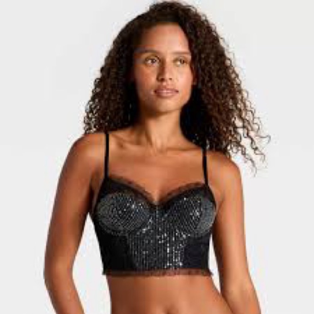 Wild Fable Women's Sequin Lace Corset S